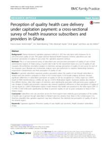 Perception of quality health care delivery under capitation payment: a cross-sectional survey of health insurance subscribers and providers in Ghana