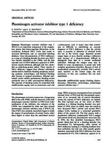 Plasminogen activator inhibitor type 1 deficiency