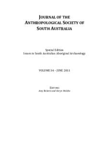 JOURNAL(OF(THE( ANTHROPOLOGICAL(SOCIETY(OF( SOUTH(AUSTRALIA( ( ! !
