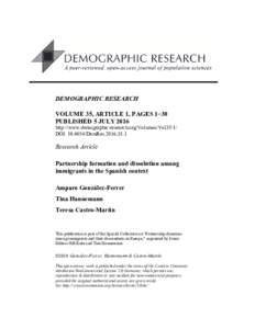 Partnership formation and dissolution among immigrants in the Spanish context