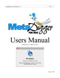 MetaDigger Users ManualUsers Manual Publication 2.2.1, March 25, 2013