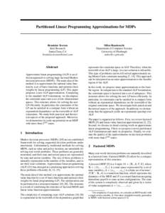 Partitioned Linear Programming Approximations for MDPs