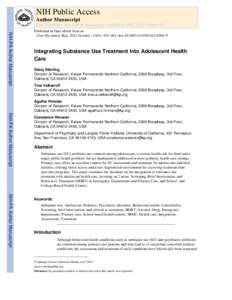 NIH Public Access Author Manuscript Curr Psychiatry Rep. Author manuscript; available in PMC 2013 October 01. NIH-PA Author Manuscript