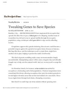 Tweaking Genes to Save Species - The New York Times http://nyti.ms/1qxo3Yo