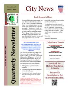 City News  Volume 5 Issue 4 October 1, 2012  Quarterly Newsletter