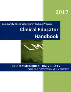 2017 Community Based Veterinary Teaching Program Clinical Educator Handbook