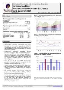 OFFICE OF ECONOMIC AND STATISTICAL RESEARCH INFORMATION BRIEF AUSTRALIAN DEMOGRAPHIC STATISTICS JUNE QUARTER 2007 ABS[removed]