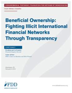 CONGRESSIONAL TESTIMONY: FOUNDATION FOR DEFENSE OF DEMOCRACIES Senate Judiciary Committee Beneficial Ownership: Fighting Illicit International Financial Networks