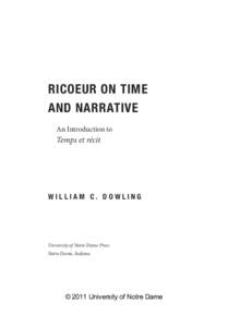 RICOEUR ON TIME AND NARRATIVE An Introduction to Temps et récit