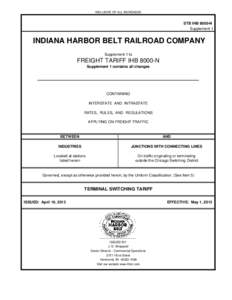 INCLUSIVE OF ALL INCREASES  STB IHB 8000-N Supplement 1  INDIANA HARBOR BELT RAILROAD COMPANY