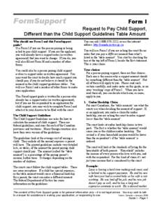 FormSupport  Form I Request to Pay Child Support, Different than the Child Support Guidelines Table Amount