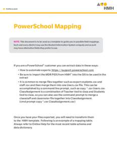 hmhco.com  PowerSchool Mapping NOTE: This document is to be used as a template to guide you in possible field mappings.  Each and every district may use the Student Information System uniquely and as such may have alter