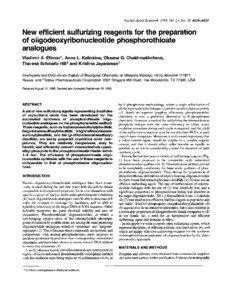 Nucleic Acids Research, 1995, Vol. 23, No[removed]New efficient sulfurizing reagents for the preparation