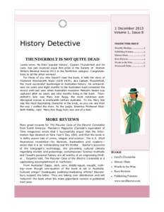 1 December 2013 Volume 1, Issue 8 History Detective  INSIDE THIS ISSUE