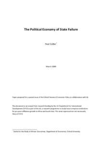 The Political Economy of State Failure  Paul Collier * March 2009