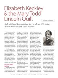 Elizabeth Keckley & the Mary Todd Lincoln Quilt By Susan W i l d e m u t h