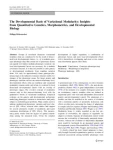 Evol Biol:377–385 DOIs11692SYNTHESIS PAPER  The Developmental Basis of Variational Modularity: Insights