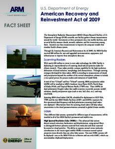 U.S. Department of Energy  FACT SHEET American Recovery and Reinvestment Act of 2009