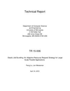 Technical Report  Department of Computer Science and Engineering University of MinnesotaKeller Hall