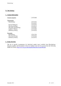 Microbiology  II Microbiology 1 Contact information General enquiries