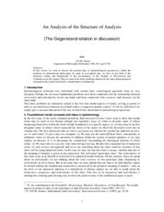 An Analysis of the Structure of Analysis (The Gegenstand-relation in discussion) door D.F.M. Strauss (Appeared in Philosophia Reformata, 1984, Nr.1 pp.35-56)