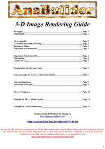 3-D Image Rendering Guide Anaglyph Photographs Page 2 Page 2