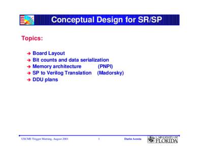 Conceptual Design for SR/SP Topics: è è è è