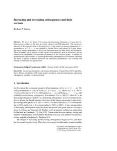 Increasing and decreasing subsequences and their variants Richard P. Stanley