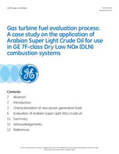GE Power & Water  GEA31424A DecemberGas turbine fuel evaluation process: