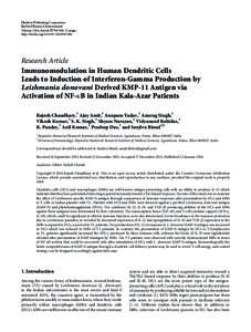 Immunomodulation in Human Dendritic Cells Leads to Induction of Interferon-Gamma Production by Leishmania donovani Derived KMP-11 Antigen via Activation of NF-
	
		
			

		
	
B in Indian Kala-Azar Patients