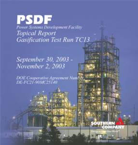 PSDF  Power Systems Development Facility Topical Report Gasification Test Run TC13