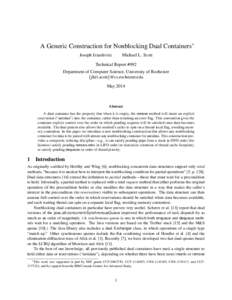 A Generic Construction for Nonblocking Dual Containers∗ Joseph Izraelevitz Michael L. Scott  Technical Report #992