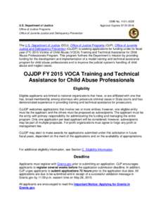 OJJDP FY 2015 VOCA Training and Technical Assistance for Child Abuse Professionals