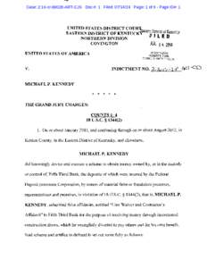 Case: 2:16-crART-CJS Doc #: 1 Filed: Page: 1 of 9 - Page ID#: 1  UNITED STATES DISTRICT COUR~ EASTERN DISTRICT OF KENTUCKfBtern District of Kentucky NORTHERN DIVISION F I LED
