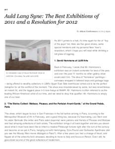 art  Auld Lang Syne: The Best Exhibitions of 2011 and a Resolution for 2012 By Adam Lindemann:19pm