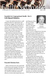 Faith	Networks A Newsletter for Cooperation in the Churches of God April, 2008  Essentials	for	Congregational	Health	-	Part	2: