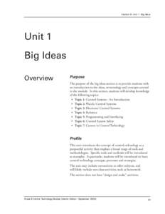 Grade 8 Control Technology Module - Section III - Unit 1 - Big Ideas
