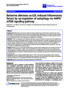 Berberine alleviates ox-LDL induced inflammatory factors by up-regulation of autophagy via AMPK/mTOR signaling pathway