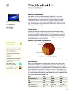 13-inch MacBook Pro Environmental Report Apple and the Environment  Model MD313, MD314