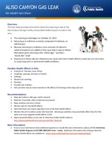 2016 Aliso Canyon Gas Leak Information on Pet Health - in English