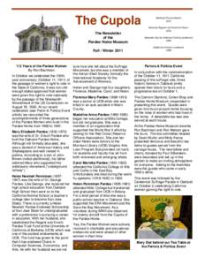 The Cupola The Newsletter of the Pardee Home Museum Fall / Winter 2011