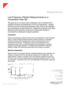 Low Frequency Vibration Measurements on a Compressor Gear Set The gear set on a critical turbo-compressor was monitored with a