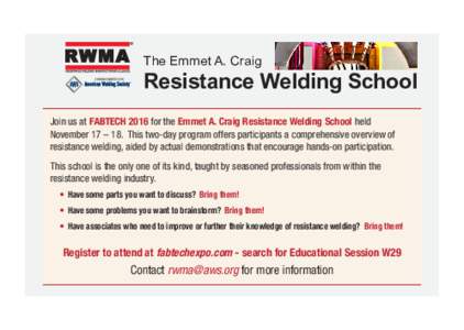 2016 RWMA Welding School postcard