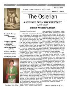 AMERICAN OSLER SOCIETY  February 2014 Volume 14  Issue 4
