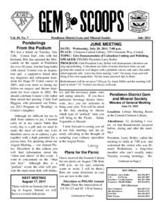Vol. 49, No. 7  Pendleton District Gem and Mineral Society Ponderings From the Podium
