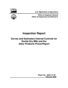 U.S. Department of Agriculture Office of Inspector General Office of Inspections and Research Inspection Report Survey and Estimation Internal Controls for