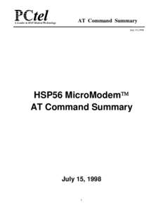 P A Leader in HSP Modem™ Technology AT Command Summary July 15,1998