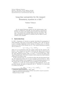 Nonlinear Differential Equations, Electron. J. Diff. Eqns., Conf. 05, 2000, pp. 285–298 http://ejde.math.swt.edu or http://ejde.math.unt.edu ftp ejde.math.swt.edu or ejde.math.unt.edu (login: ftp)  Long-time asymptotic