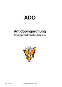 ADO Antidopingordnung Deutsche Taekwondo Union e.V. Stand