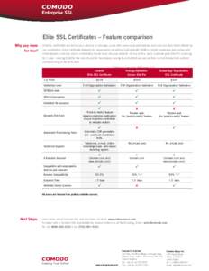 Driving Company Security is Challenging.  Elite SSL Certificates – Feature comparison Why pay more for less?